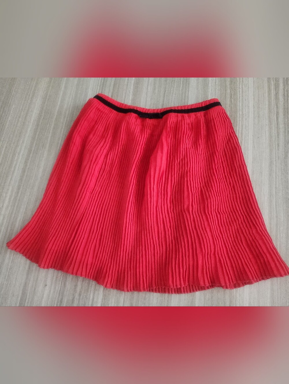 Kate Spade Kids Red Accordion Pleated Skirt Black Velvet Trim